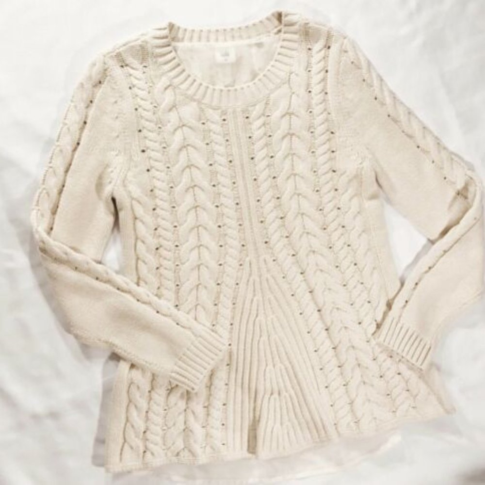 Cabi Cable Sweater with Lace-Up Back